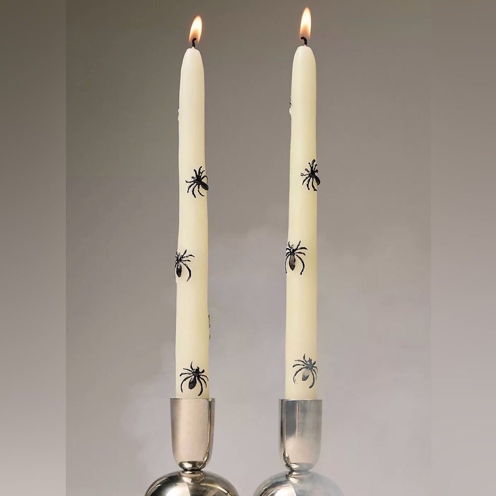 NIB Anthropologie Mystic Icon Taper Candles, Set of 2: Spider Edition